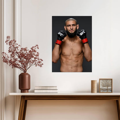 Khamzat Chimaev UFC Portrait | MMA Fighter Poster | Combat Sports Art - Sports Poster