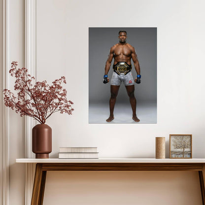 Francis Ngannou UFC Heavyweight Champion | MMA Fighter Poster | Combat Sports Legend Art - Sports Poster