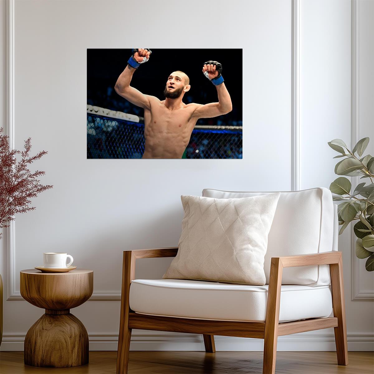 Khamzat Chimaev Octagon Celebration | UFC Victory Poster | MMA Fighter Wall Art - Sports Poster