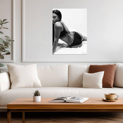 Megan Thee Stallion Calvin Klein | Black and White Lingerie Poster | Sexy Celebrity Art - Music Poster