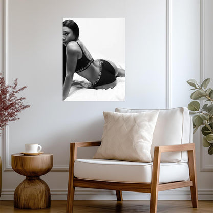Megan Thee Stallion Calvin Klein | Black and White Lingerie Poster | Sexy Celebrity Art - Music Poster