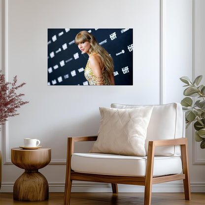 Taylor Swift TIFF Red Carpet | Gold Gown Fashion Poster | Music Celebrity Wall Art - Music Poster