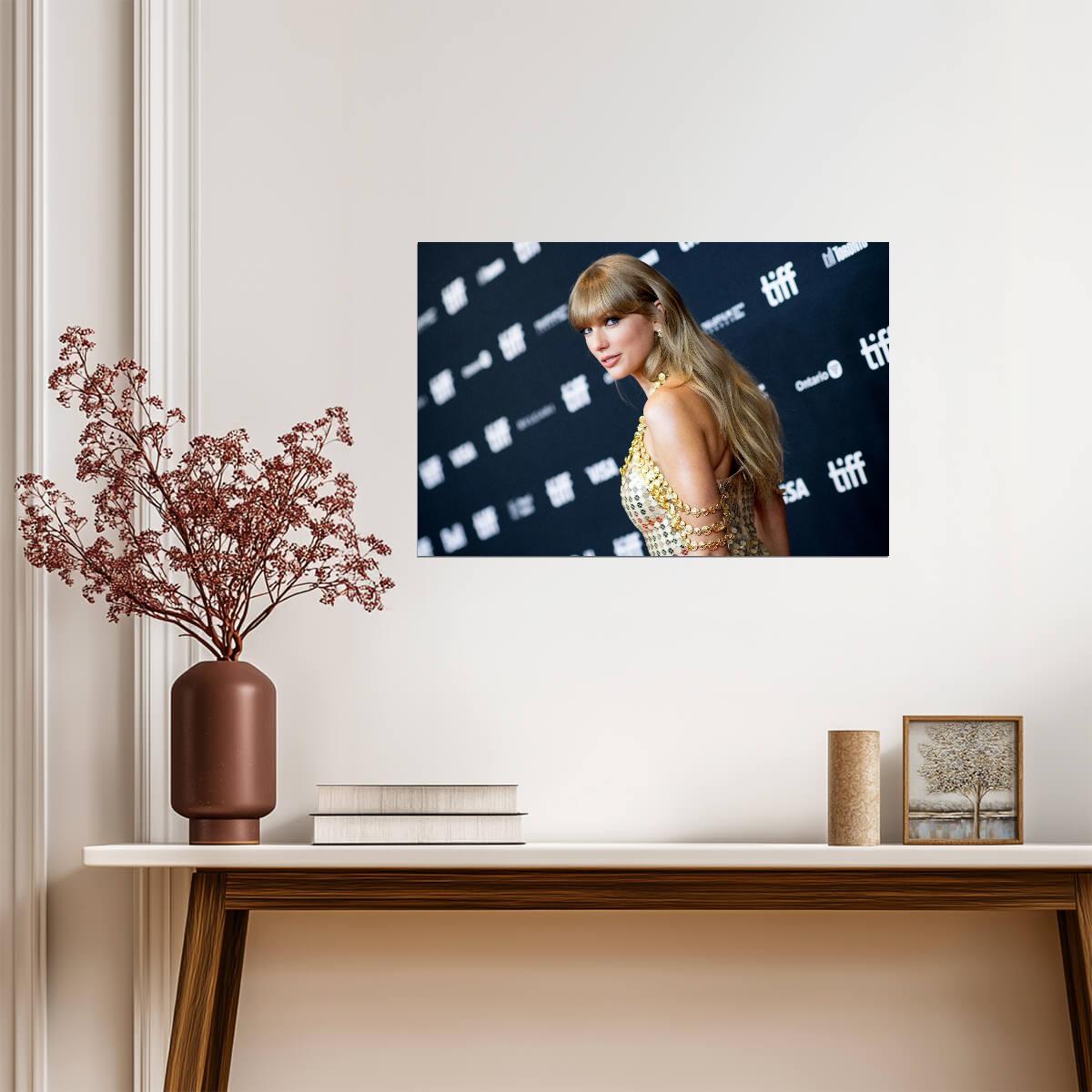 Taylor Swift TIFF Red Carpet | Gold Gown Fashion Poster | Music Celebrity Wall Art - Music Poster