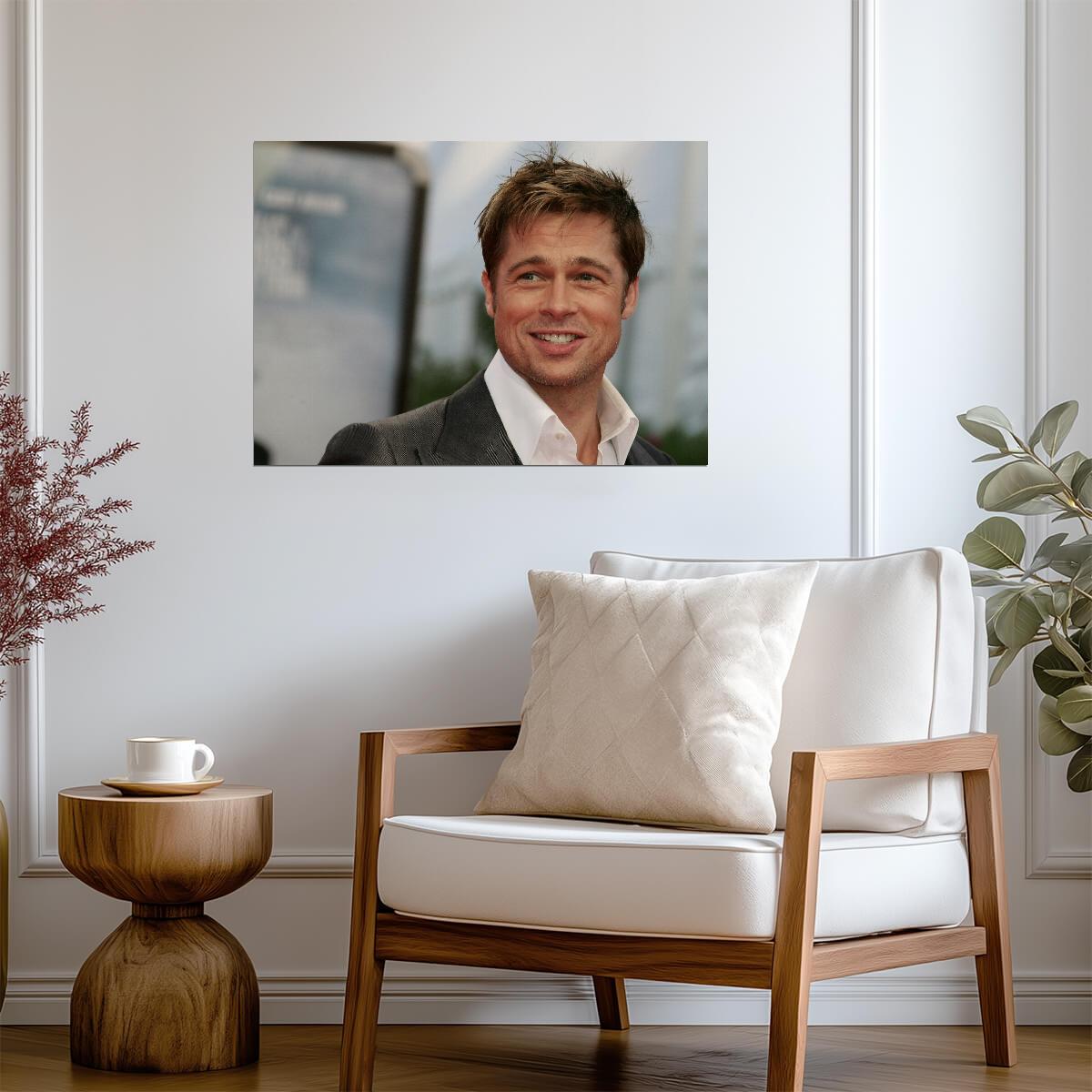Brad Pitt Portrait | Movie Star Poster | Actor Smiling Photo Print - Celebrities Poster