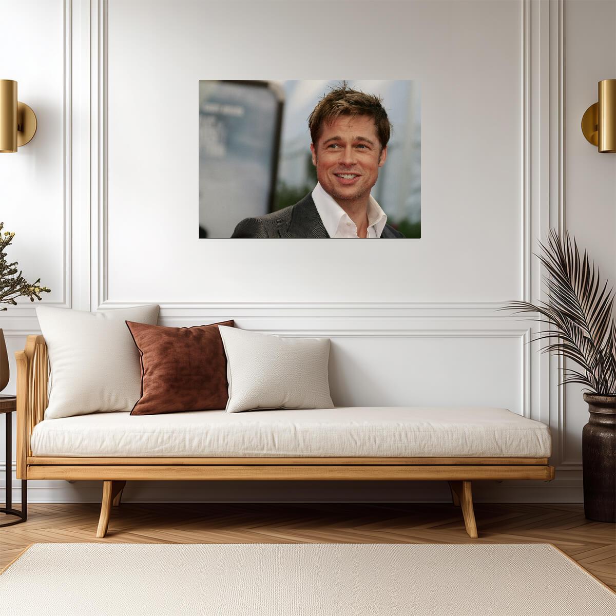 Brad Pitt Portrait | Movie Star Poster | Actor Smiling Photo Print - Celebrities Poster
