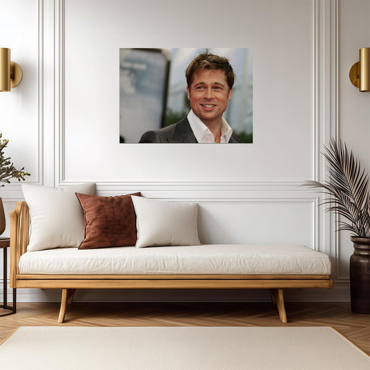 Brad Pitt Portrait | Movie Star Poster | Actor Smiling Photo Print - Celebrities Poster