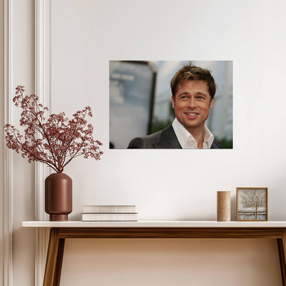 Brad Pitt Portrait | Movie Star Poster | Actor Smiling Photo Print - Celebrities Poster