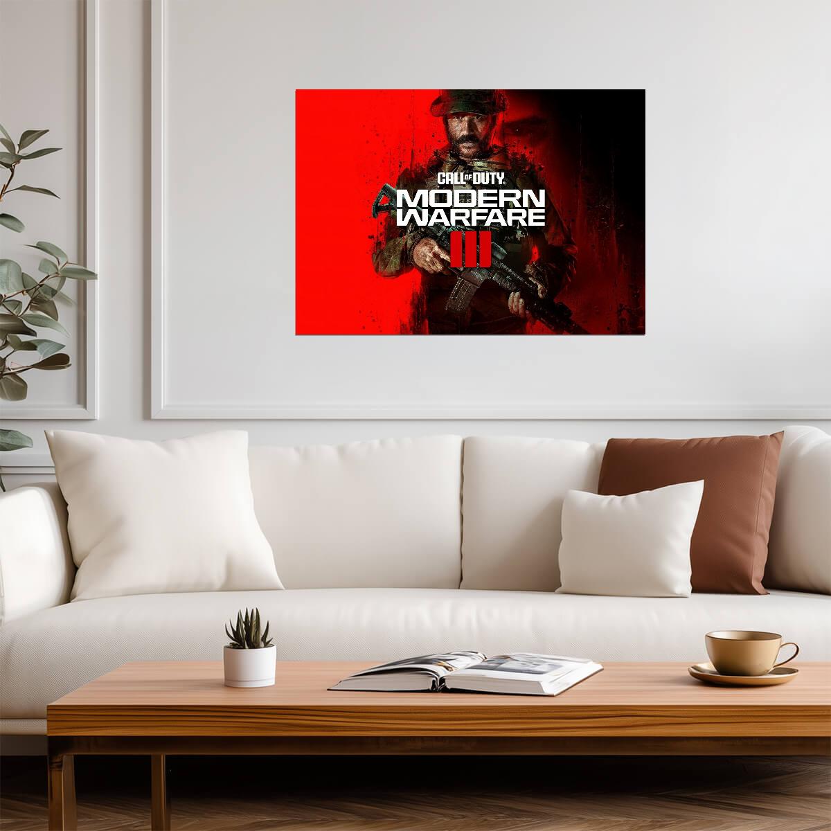Call of Duty Modern Warfare 3 Captain Price Holding Rifle | Game Promo Art Poster | Gaming Room Decor - Video Games Poster