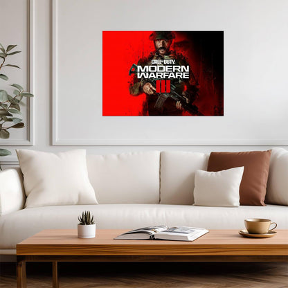Call of Duty Modern Warfare 3 Captain Price Holding Rifle | Game Promo Art Poster | Gaming Room Decor - Video Games Poster