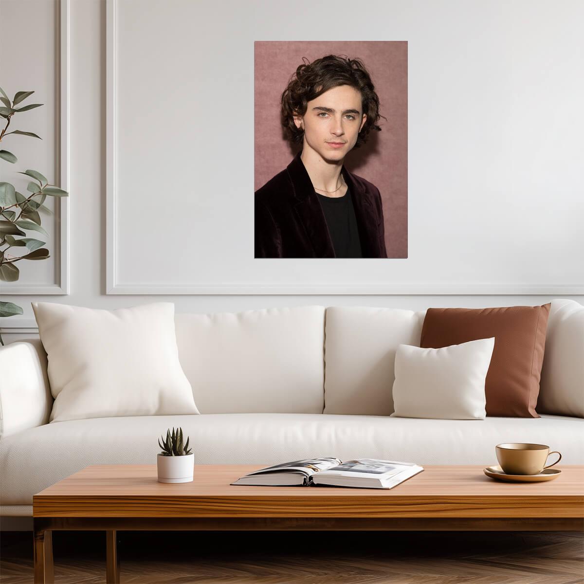 Timothée Chalamet Velvet Jacket | Close Up Portrait Photo | Celebrity Fan Art Poster - Celebrities Poster