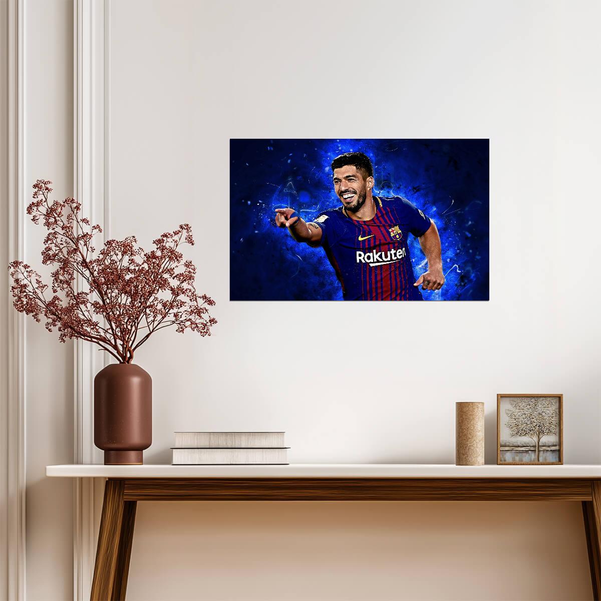 Luis Suarez FC Barcelona Goal Celebration | Soccer Poster | Sports Legend Digital Art - Sports Poster