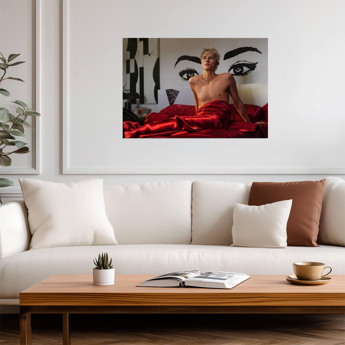 Machine Gun Kelly Red Silk Sheets | Shirtless Portrait | Pop Punk Music Poster - Music Poster