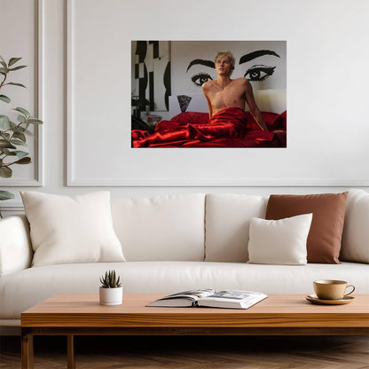 Machine Gun Kelly Red Silk Sheets | Shirtless Portrait | Pop Punk Music Poster - Music Poster