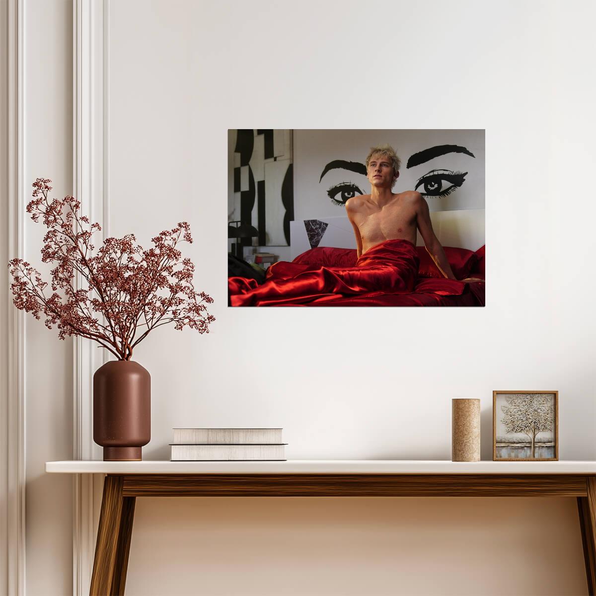 Machine Gun Kelly Red Silk Sheets | Shirtless Portrait | Pop Punk Music Poster - Music Poster