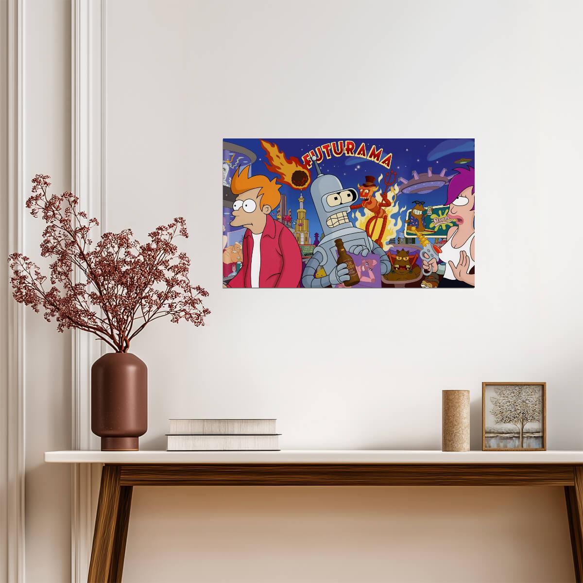 Futurama Characters Collage | Animated TV Show Poster | Sci-Fi Comedy Art - Movies & TV Poster