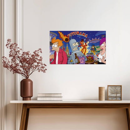 Futurama Characters Collage | Animated TV Show Poster | Sci-Fi Comedy Art - Movies & TV Poster