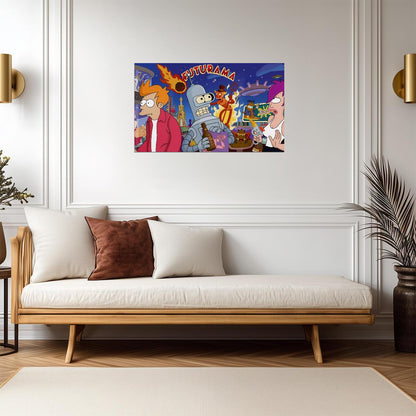 Futurama Characters Collage | Animated TV Show Poster | Sci-Fi Comedy Art - Movies & TV Poster