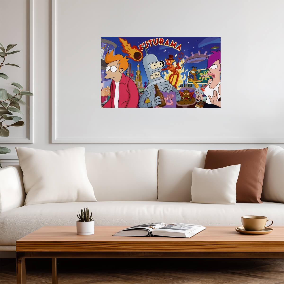 Futurama Characters Collage | Animated TV Show Poster | Sci-Fi Comedy Art - Movies & TV Poster