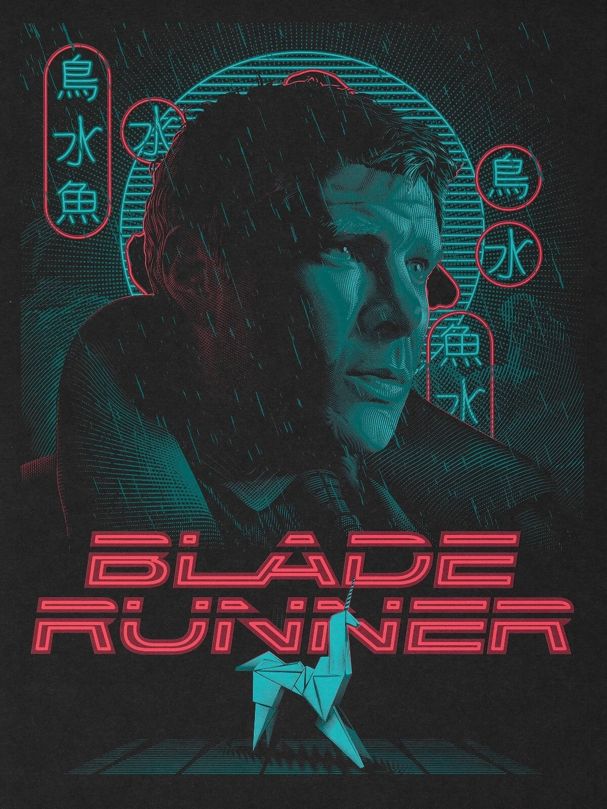 Blade Runner 1982 Movie Poster | Neon Rick Deckard Portrait - Movies & TV Poster