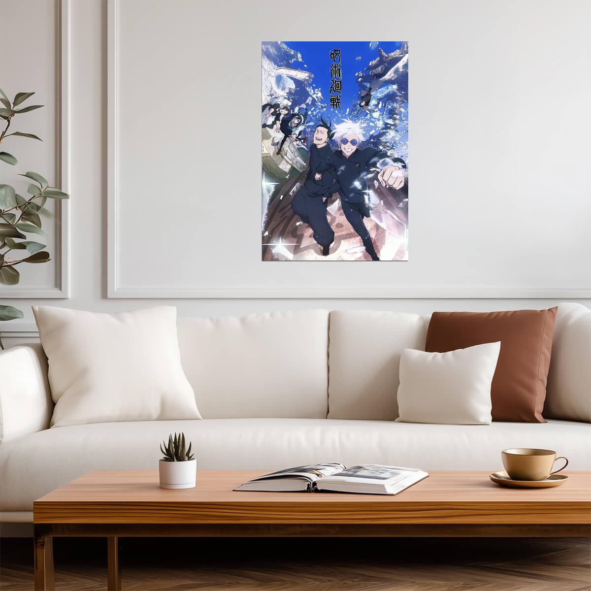 Jujutsu Kaisen Poster | Satoru Gojo and Suguru Geto Beneath a Blue Sky - Anime Poster