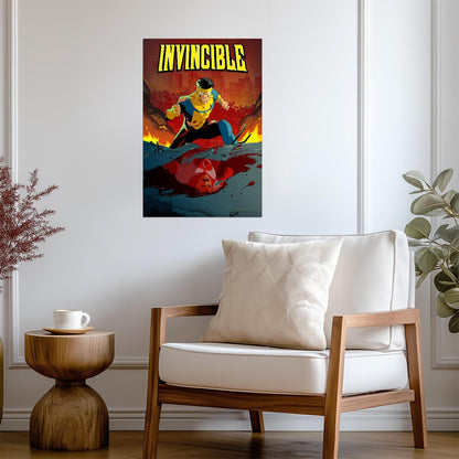 Invincible Poster | Mark Grayson Above Omni-Man's Reflection - Movies & TV Poster