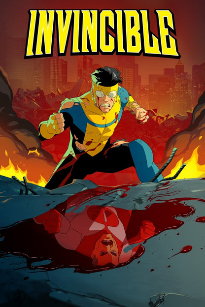 Invincible Poster | Mark Grayson Above Omni-Man's Reflection - Movies & TV Poster