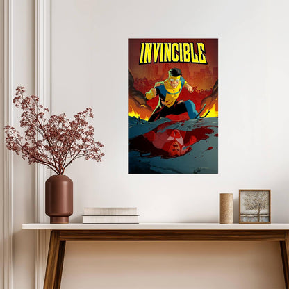 Invincible Poster | Mark Grayson Above Omni-Man's Reflection - Movies & TV Poster