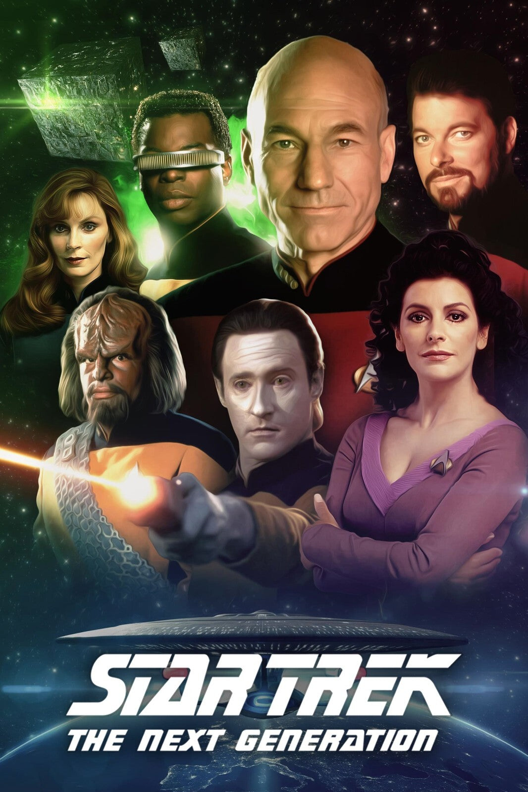 Star Trek The Next Generation TV Series Poster | Enterprise Crew Portrait Montage - Movies & TV Poster