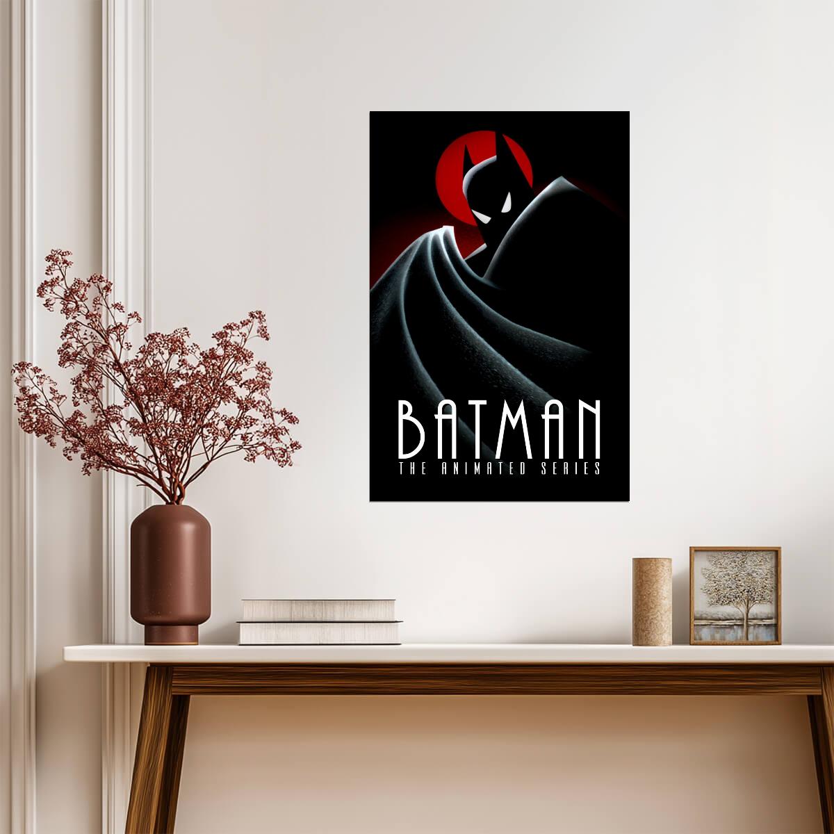 Batman The Animated Series Poster | Red Moon Silhouette - Movies & TV Poster
