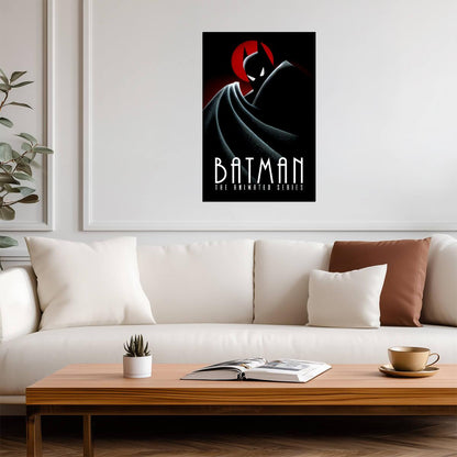 Batman The Animated Series Poster | Red Moon Silhouette - Movies & TV Poster
