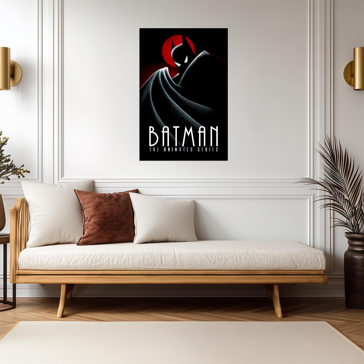Batman The Animated Series Poster | Red Moon Silhouette - Movies & TV Poster