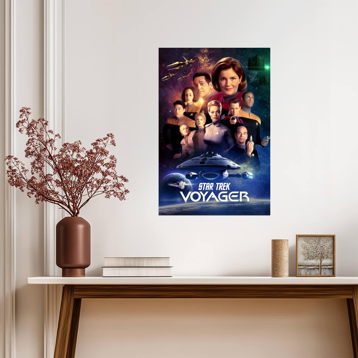 Star Trek Voyager TV Series Poster | Captain Janeway and Voyager Crew - Movies & TV Poster