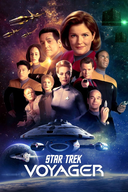 Star Trek Voyager TV Series Poster | Captain Janeway and Voyager Crew - Movies & TV Poster