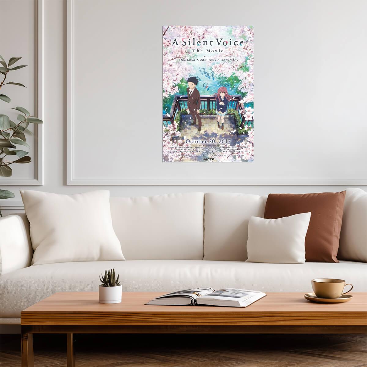 A Silent Voice Poster | Shoya and Shoko Cherry Blossom Anime Print - Anime Poster