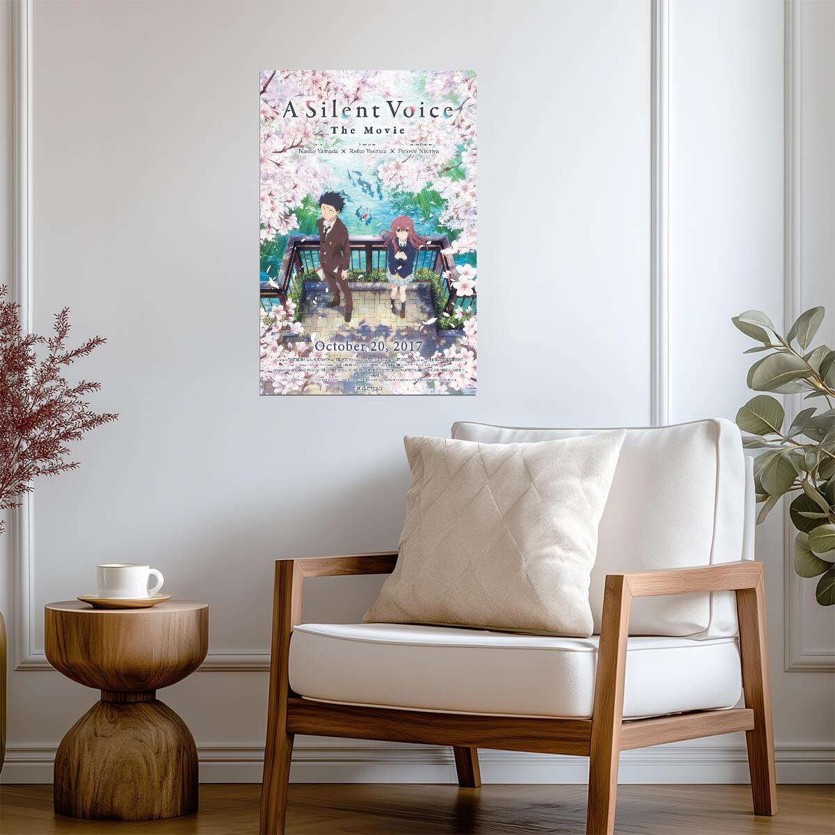 A Silent Voice Poster | Shoya and Shoko Cherry Blossom Anime Print - Anime Poster