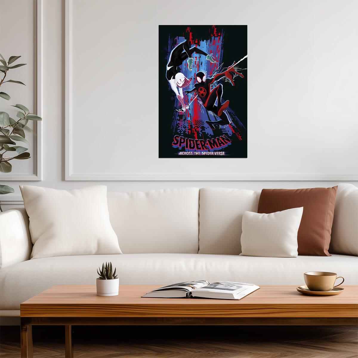 Spider-Man Across the Spider-Verse Movie Poster | Miles, Gwen and Spider-Man Noir Graphic - Movies & TV Poster