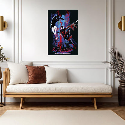 Spider-Man Across the Spider-Verse Movie Poster | Miles, Gwen and Spider-Man Noir Graphic - Movies & TV Poster
