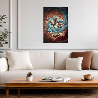 Ne Zha 2019 Animated Movie Poster | Ne Zha and Ao Bing in Battle - Anime Poster