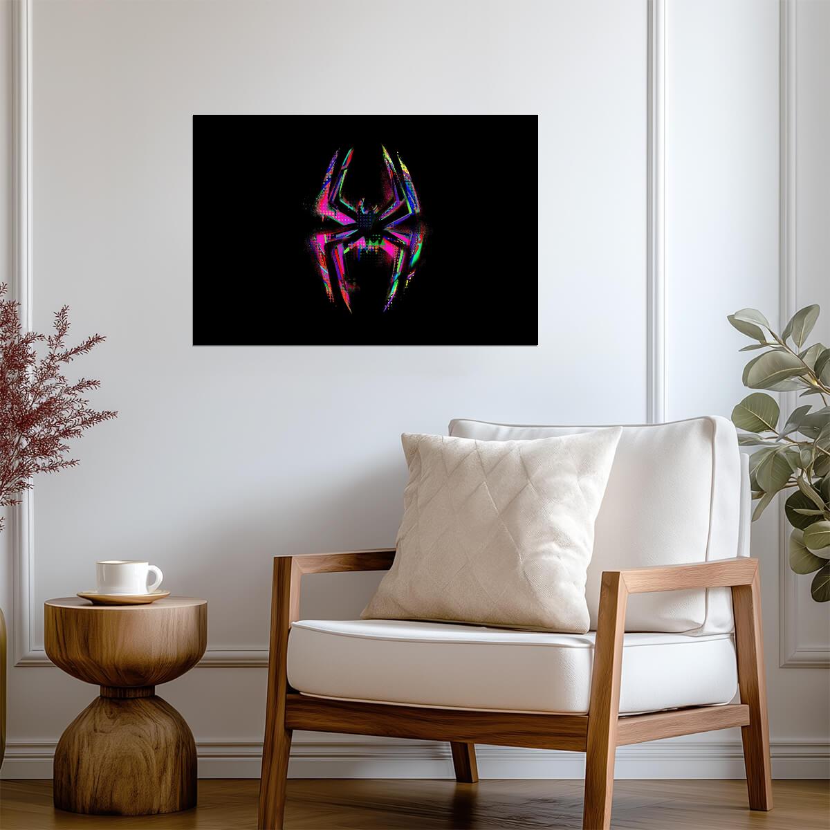 Spider-Man Across the Spider-Verse Movie Poster | Neon Spider Emblem - Movies & TV Poster