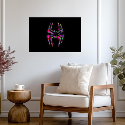 Spider-Man Across the Spider-Verse Movie Poster | Neon Spider Emblem - Movies & TV Poster