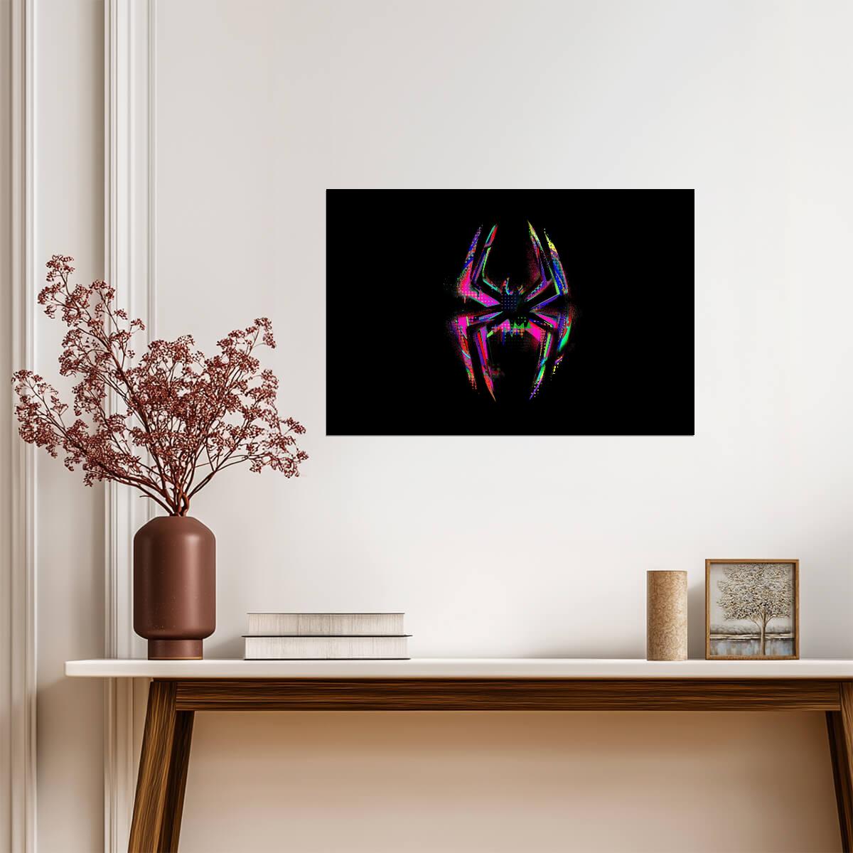 Spider-Man Across the Spider-Verse Movie Poster | Neon Spider Emblem - Movies & TV Poster