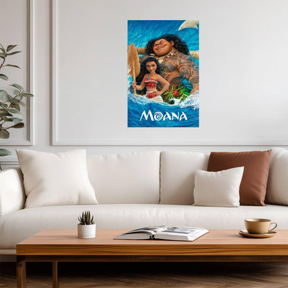 Moana 2016 Movie Poster | Moana and Maui behind the Waves - Movies & TV Poster
