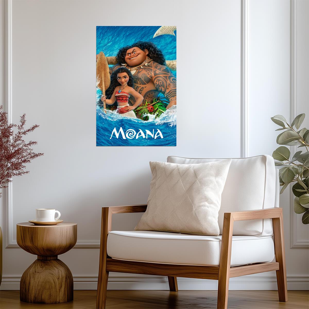 Moana 2016 Movie Poster | Moana and Maui behind the Waves - Movies & TV Poster