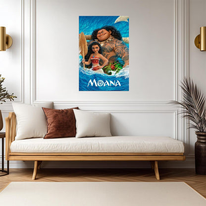 Moana 2016 Movie Poster | Moana and Maui behind the Waves - Movies & TV Poster