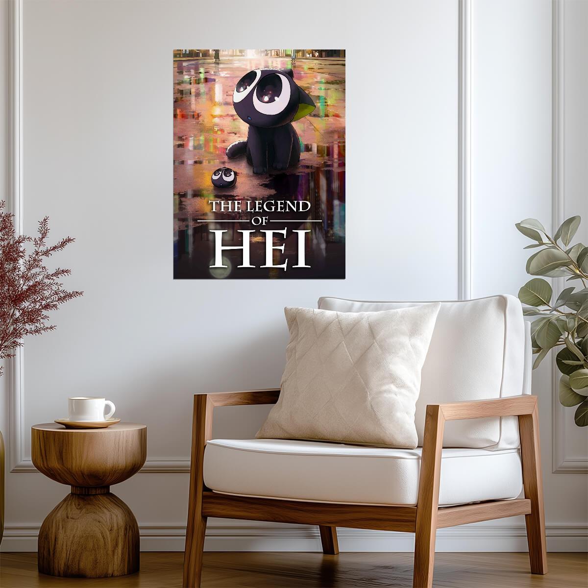 The Legend of Hei 2 Movie Poster | Hei and His Reflection in a Puddle - Anime Poster