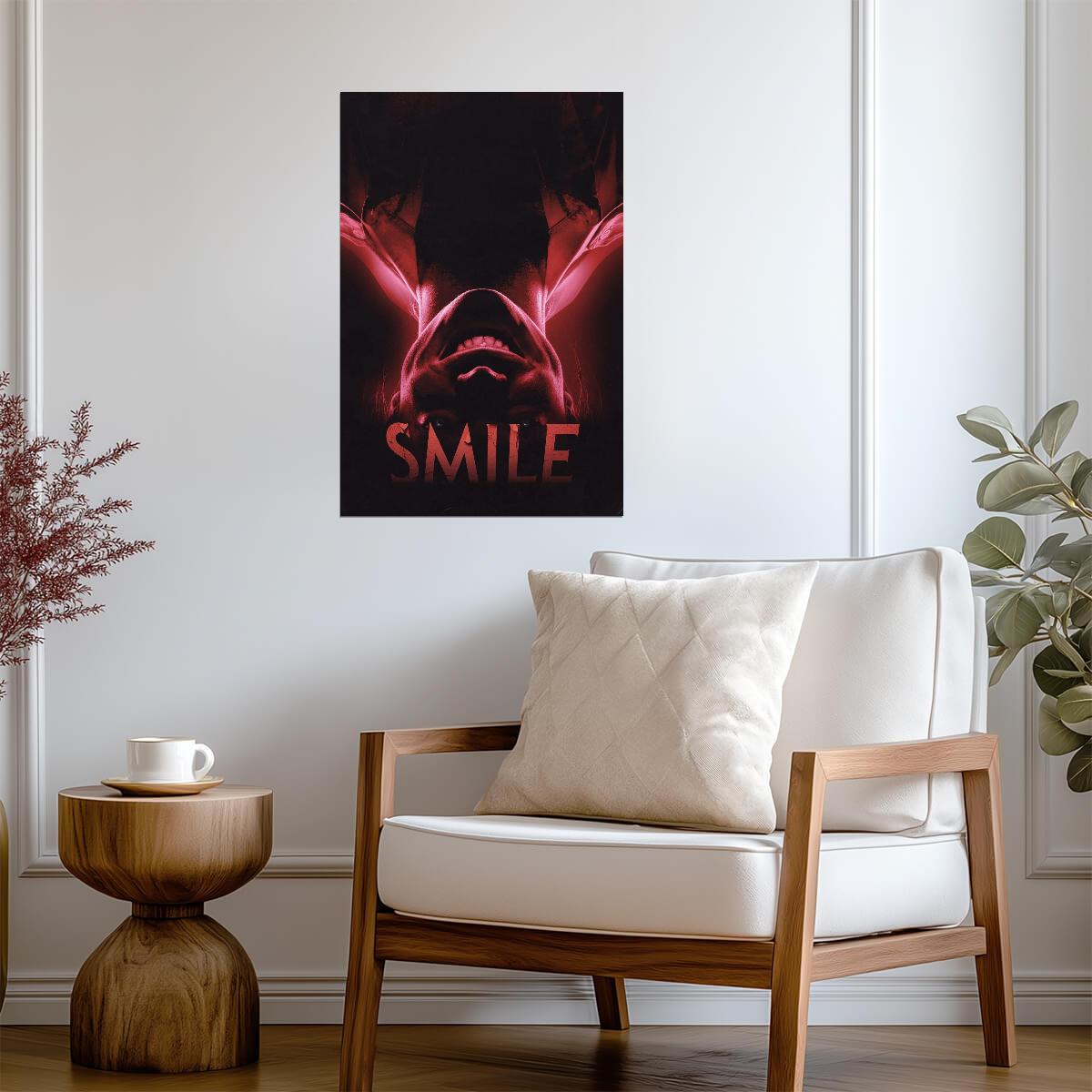Smile 2022 Movie Poster | Upside-Down Grinning Face in Red Light - Movies & TV Poster