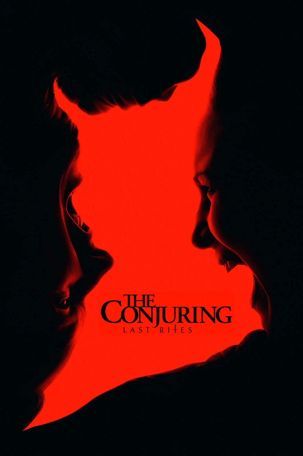 The Conjuring Last Rites Movie Poster | Ed and Lorraine Silhouettes Forming a Cross - Movies & TV Poster