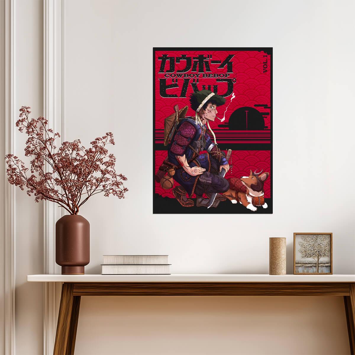Cowboy Bebop Poster | Samurai Spike Spiegel with Ein - Anime Poster