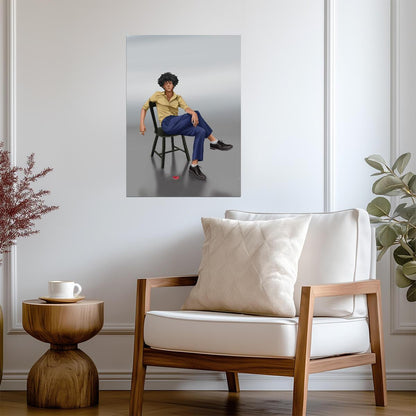 Cowboy Bebop Poster | Spike Spiegel in a Yellow Shirt | Digital Illustration - Anime Poster