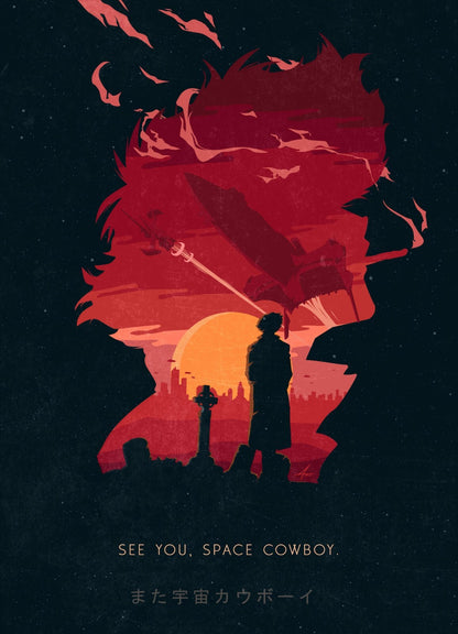 Cowboy Bebop Poster | Spike at Sunset | See You Space Cowboy - Anime Poster